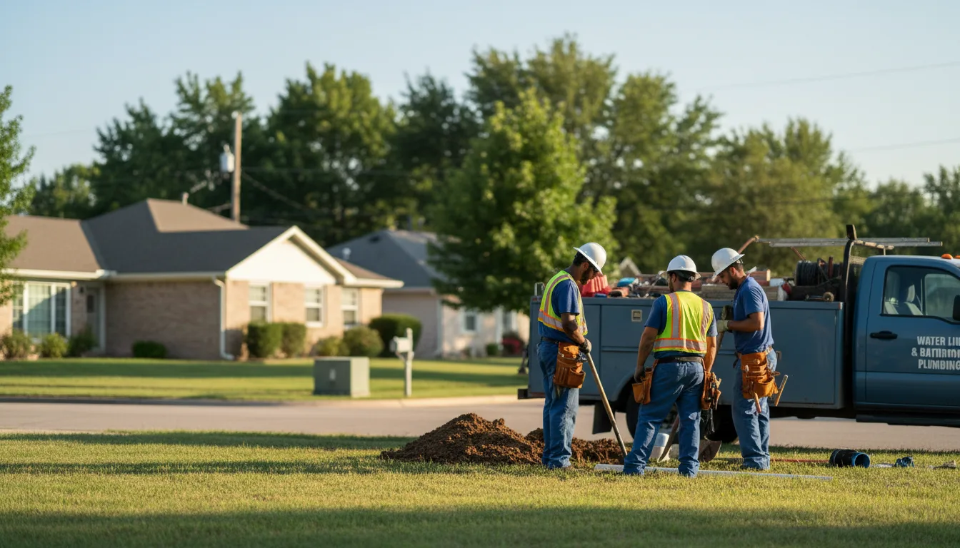 Residential water line and bathroom plumbing service in Commerce, OK